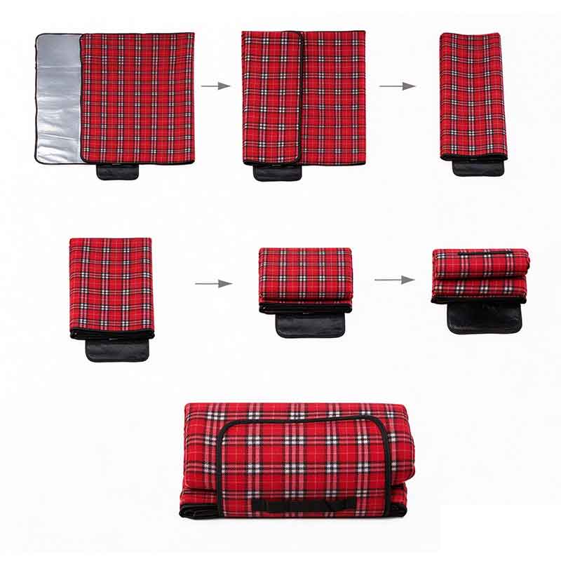 Step by step folding guide for fleece waterproof picnic blanket